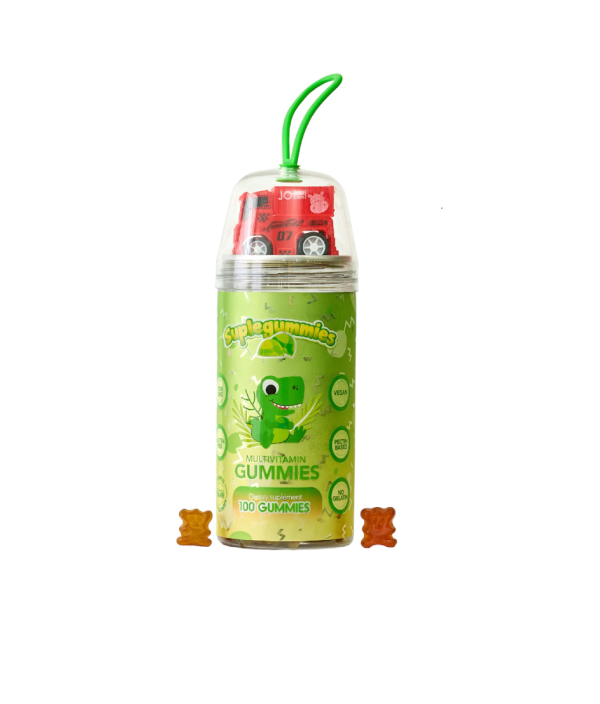 Multivitamínico en forma de gomitas para que los niños crezcan sanos y fuertes. Contiene vitamina C, D, B6, B12, zinc y omega 3.